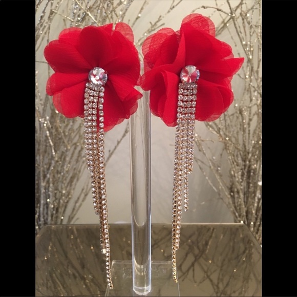Red Flower Earrings❤️❤️ - Picture 4 of 4